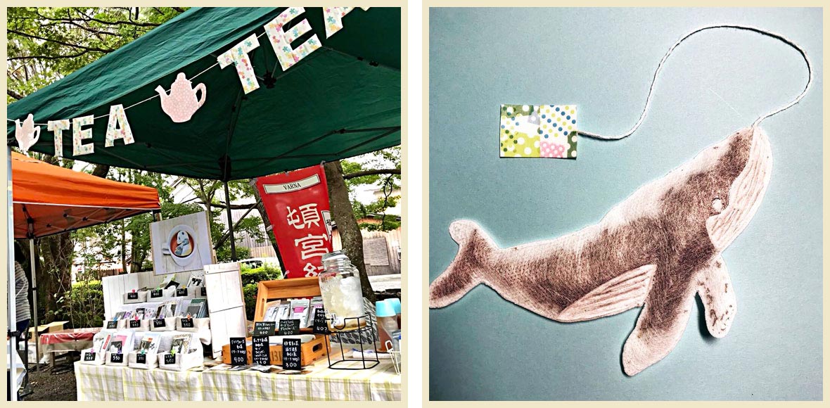 手作りティーバッグヴァルナのマルシェ出店,ザトウクジラのティーバッグ